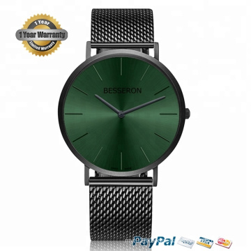 brand oem wrist watch minimalist stainless steel back water resistant watch man woman wristwatch green